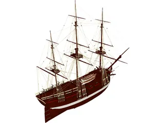 Schooner Frigate Constitution Class 3D Model