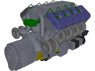 V8 Turbo Diesel Engine 3D Model