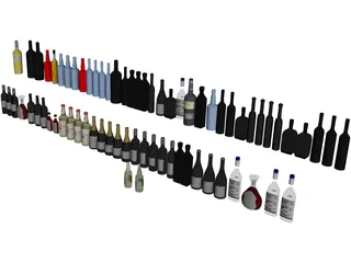 Bar Bottles Collection 3D Model