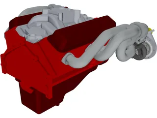 SBC Dual Turbo Engine 3D Model