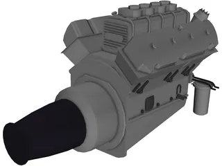 Race Block Supercharged Engine 3D Model