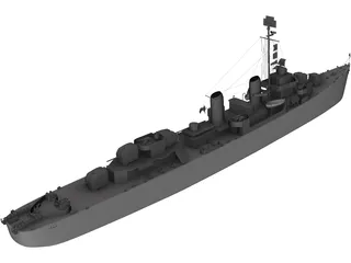 USS Kidd Destroyer 3D Model