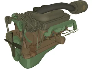 Ford Supercharged V8 Engine 3D Model