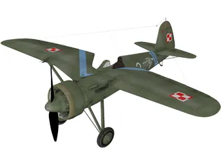 PZL P.11 3D Model
