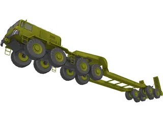 MAZ 543 with Transport Trailer 3D Model