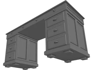 Wood Desk 3D Model