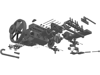 4-Cylinder Boxer Engine 3D Model