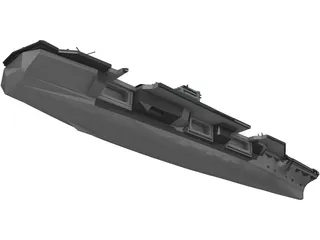 Military Ship with Airplanes 3D Model