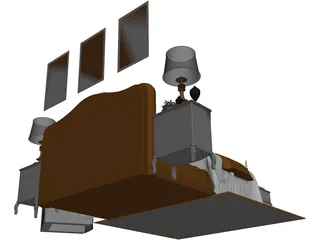 Fancy Couples Bed 3D Model