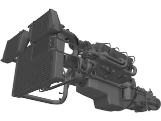 GM 350 V8 Turbo Engine 3D Model