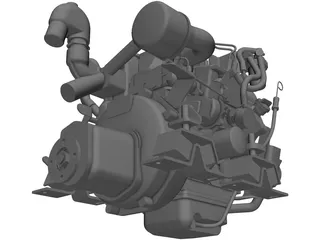 Yanmar 2cyl Engine 3D Model