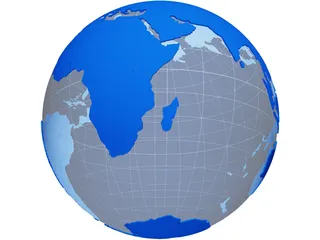 Globe Map Geopolitical Extruded 3D Model