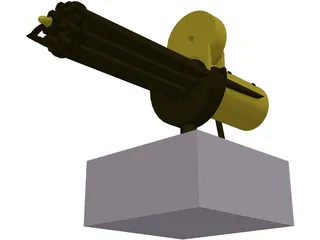 Gatling Gun Hand-Crank 3D Model