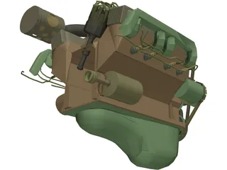 Ford Supercharged V8 Engine 3D Model
