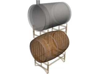 Wine Barrels 3D Model
