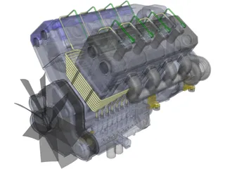 V8 Turbo Diesel Engine 3D Model