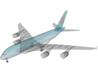 Airbus A380 Korean Air 3D Model