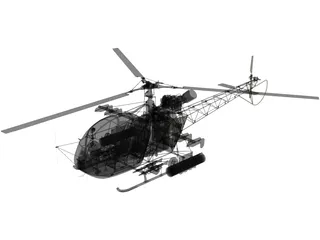 Aerospatiale SA 313B Alouette II 3D Model