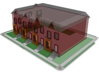 St. Louis-style Homes or Apartments 3D Model