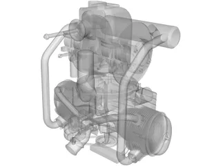Citroen 2CV Engine 3D Model
