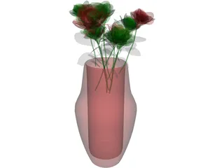Roses in Vase 3D Model