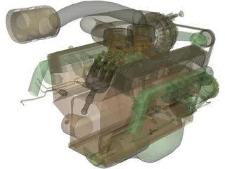 Ford Supercharged V8 Engine 3D Model